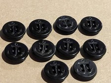 10 Vintage Debossed Naval Anchor US Navy Military Uniform 15mm Black Buttons Lot picture