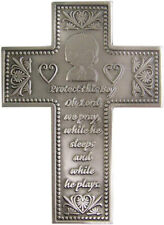'Protect This Boy,' First Communion Wall Hanging Pewter Cross, Religious Gift picture