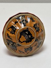 Vintage 1940s Kirchhoff Halloween Tin Litho Rattle Noisemaker Cat Witch picture
