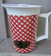 Vintage NOS Thermo-Serv West Bend Red White Gingham Farmhouse Pitcher Kool-Aid picture