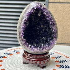 2.8 lb  Amethyst Geode Egg Purple Druzy Display Collectible Decor Piece picture