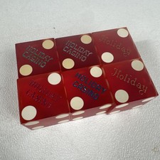 Holiday Casino Las Vegas Red Dice Set of 6 Souvenir Collectible picture