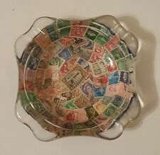 Vintage Junior Achievement Project International Stamps Felt Base Glass Ashtray picture