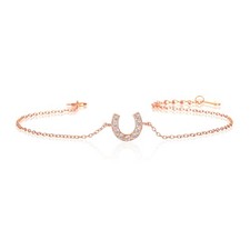 Diamond Treats Rose Gold Plated 925 Silver Lucky Horseshoe Bracelet Women picture