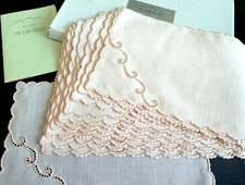 Vintage Cocktail Napkins Hand Embroidered Madeira Marghab Simplicity Pink set 12 picture