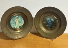 Vtg Trafford Plaques No 1 Old Masters Blue Boy Pinkie Brass Plate Set UK 17” picture