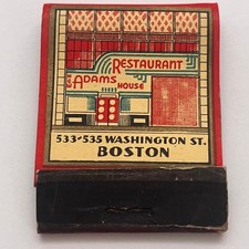 Adams House Restaurant Grill & Palm Room Boston Vtg Matchbook Cover TB8-MB2-7 picture