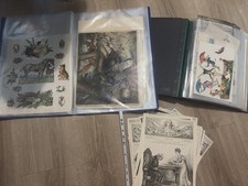 Antique Victorian Ephemera Scrapbook Lot 1800s Prints Engravings Chromolithograp picture