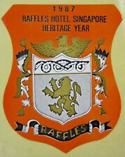 Vintage Raffles Hotel Singapore Paper Sticker No Water Decal Heritage Year 1987 picture