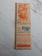 Rare Vintage Original 1940s Greyhound Bus Ticket Folder w/ 2 Stubs.  picture
