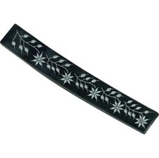 Black Flower Carved Soapstone Incense Holder 10 Inches picture