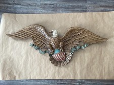 Vintage 1958 Syroco Eagle Wall Plaque Patriotic Americana 45” Large Gold USA picture