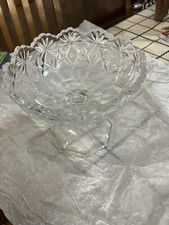 VTGCrystal Glass Dish Bowl Round Footed Pedestal Candy Nut Trinket Clear picture
