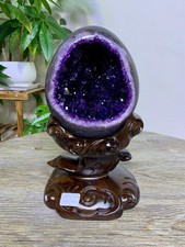 10.6LB Natural amethyst quartz specimen mineral dinosaur egg reiki Decor+stand picture