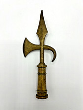 Antique Brass Halberd Finial Flagpole Topper Axe 9 3/4
