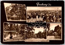 Freiberg Sa Germany Panoramic City View Scenic Parks Lakes Stamp RPPC Postcard picture