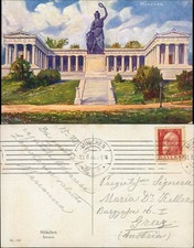 Ludwigsvorstadt-Munich Bavaria with Hall of Fame, Monument, Munich Postcard 1918 picture