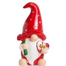 Valentine's Day Decoration, Lighted Gnome Figurine, Red & White Valentine Gnome picture