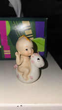 Vintage Enesco Kewpie Baby Bisque Figurine Wings On Horse Pool Float picture
