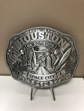 Houston Western Belt Buckle Custom Made Be Someone 4 1/2 x 3 1/2  picture