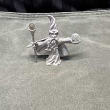 Vintage Spoontiques Pewter Wizard Figurine CMR591 1985 Wizard With Staff and Orb picture