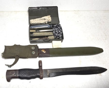 1 Vintage Military Un-Issued CETME Bayonet with Crest & Scabbard & Cleaning Kit picture