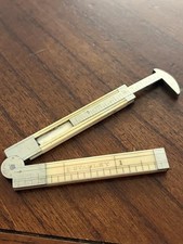Vintage STANLEY No. 38 German Silver and Bone Folding Rule with Caliper picture