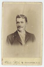 Antique Circa 1880s Cabinet Card Handsome Man With Great Mustache Middletown, NY picture
