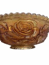 Vintage Imperial Glass Marigold Carnival Glass Bowl Open Rose Pattern picture