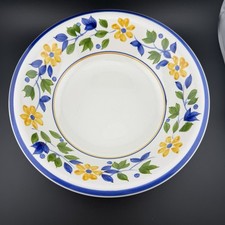 Gibson Designs Petit Jardin Rim Soup Bowls Set Of 4 Blue Yellow Floral 8.5
