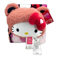 Hello Kitty Sanrio Nogginz Pillow Plush Blanket Set 45x55 Pink New picture