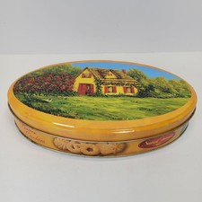 Embossed Santa Edwiges  Old World Cottage Butter Cookie Tin Oval Dated 2005 picture