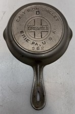NICE Griswold 0 Nickel Finish Cast Iron Skillet 562 Large Block Logo Heat Ring picture