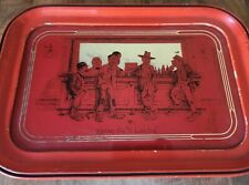 Vtg WESTERN BAR Wood Framed MIRROR TRAY Wall Hanging WAITING FOR A LIVE ONE picture