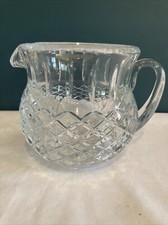 Wine Water Pitcher Brilliant Diamond Cut Design Clear Heavy Cut Glass Vintage picture