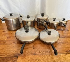 Vintage REVERE WARE 1801 Copper Bottom Cookware Set 15 PC Pots Pans Pre-1968 USA picture