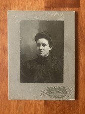 Pretty Lady Pompadour Hair Antique Photo On Cardboard 4 x 3 Stafford Springs CT picture