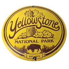 Vintage Yellowstone National Park Porcelain Sign - Old Faithful Advertising picture