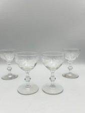 Vintage Clear Etched Floral Champagne Cocktail Glasses Set of 4 Elegant Stemware picture