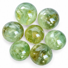 7 Pcs Natural Green Amethyst Prasiolite Crystal Spheres 340g Gemstone Ball Lot picture