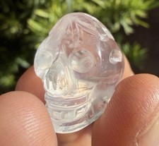 Colombian Clear Quartz Crystal Skull Hand Carved Polished Stone Sculpture 10.47g picture