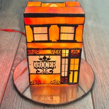 Rare 1993 Dale Tiffany Stained Glass Desk Table Lamp Grocer Grocery Store picture