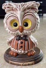Whimsical Ceramic Owl Figurine Glazed Art  Pottery  Juan De Cordova Cute Decor picture