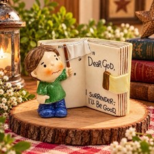 Enesco Dear God Kids Ceramic Figurine Diary I Surrender I'll Be Good picture