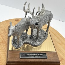 Michael Ricker Pewter Wildlife Sculpture, BUCK & DOE ELK 
