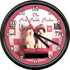 Pink Poodle Dog Beauty Salon Pet Grooming Groomer Shop Store Sign Wall Clock picture