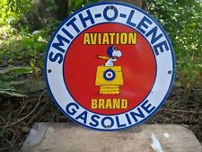 VINTAGE 1959 SMITH-O-LENE AVIATION BRAND GASOLINE PORCELAIN GAS PUMP SIGN 12
