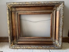 1970s Hollywood Regency MCM Thick Wood Gold Gilt Picture.  26.25 X 22.25 X 3.5 picture