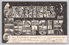 Moon Multiview Black White Greeting From Norfolk Virginia 1907 Antique Postcard picture