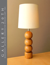 METROWARE MID CENTURY MODERN WOOD SPHERE TABLE LAMP VTG SCULPTURE ART 60's 50s picture